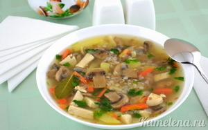 Гречневый суп с грибами в мультиварке фото